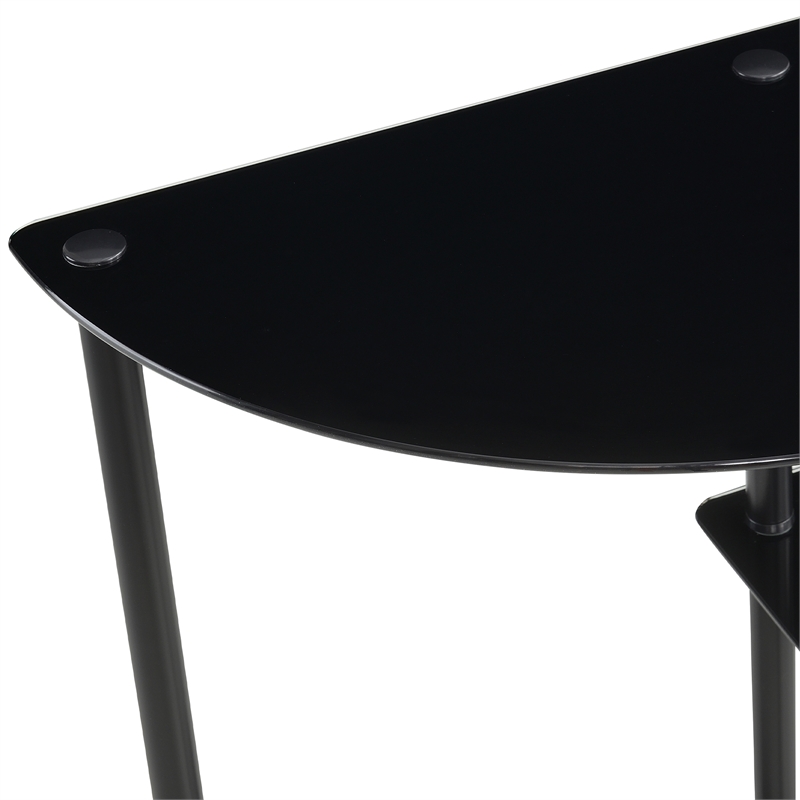 Pemberly Row Classic Three-Tier Display Entryway Hall Table in Black Glass