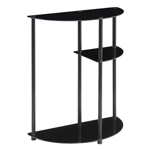 Pemberly Row Classic Three-Tier Display Entryway Hall Table in Black Glass