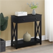 Pemberly Row One-Drawer Entryway Hall Table with Shelf in Black Wood Finish