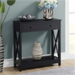 Pemberly Row One-Drawer Entryway Hall Table with Shelf in Black Wood Finish