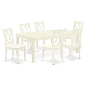 Pemberly Row Contemporary 7-piece Wood Dinette Set in Linen White