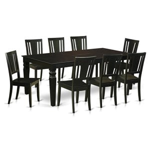 Pemberly Row Modern 9-piece Wood Dining Room Table Set in Black