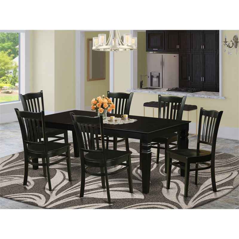 Pemberly Row Modern 7-piece Wood Dining Table and Chairs in Black