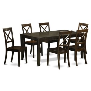 Pemberly Row 7-piece Wood Dining Table and Chairs in Cappuccino