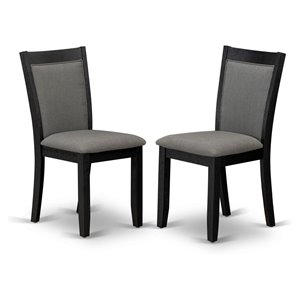 Pemberly Row 36.8&quot Wooden Dining Chairs in Black/Gray (Set of 2)