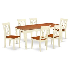 Pemberly Row 7-piece Wood Dining Set with X-Back Chairs in Cherry