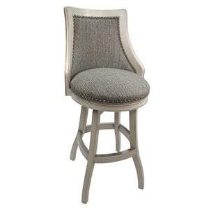 Pemberly Row 34&quot Swivel Wood Extra Tall Bar Stool in Smoke Gray