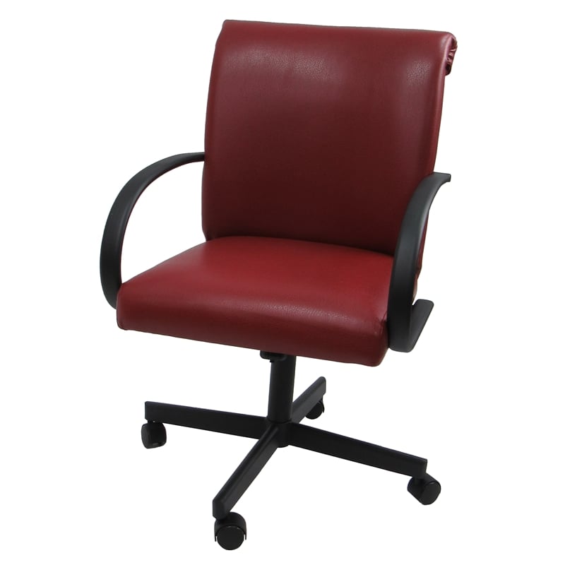 Pemberly Row Swivel Dining Chair on Wheels - Red on Black Frame