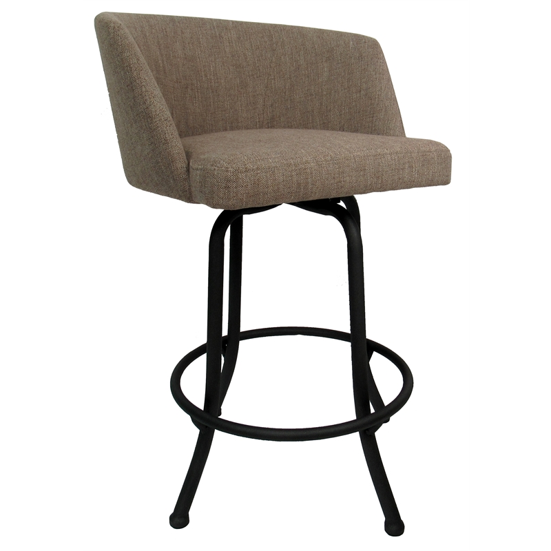 Pemberly Row Swivel Fabric & Metal Bar Stool Beige/Black Set of 3