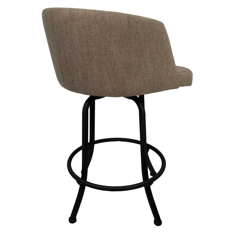Pemberly Row Swivel Fabric & Metal Bar Stool Beige/Black Set of 3