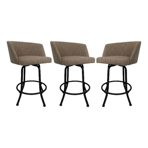 Pemberly Row Swivel Fabric & Metal Bar Stool Beige/Black Set of 3