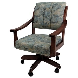 Pemberly Row Swivel Wood Dining Caster Chair in Blue - Dark Brown