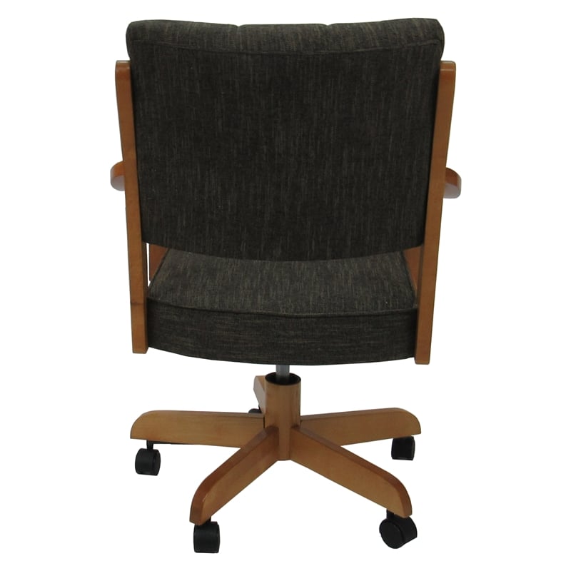 Pemberly Row Solid Wood 360 Degree Swivel Dining Caster Chair in Brown