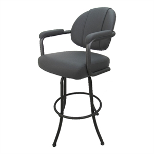 Pemberly Row Swivel Metal Extra Tall Bar Stool 34&quot - Grey Vinyl - Grey