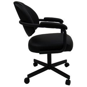 Pemberly Row Fabric Upholstered Swivel Tilt Dining Arm Chair in All Black