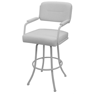 Pemberly Row Swivel Extra Tall Metal Bar Stool 34&quot - - White Vinyl - White