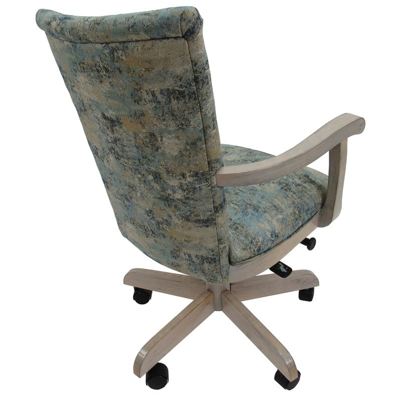 Pemberly Row Swivel Wood Dining Caster Chair 400 on Wheels in Poet Sky Blue