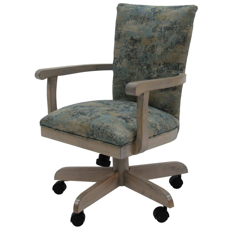 Pemberly Row Swivel Wood Dining Caster Chair 400 on Wheels in Poet Sky Blue