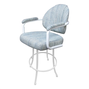 Pemberly Row Swivel Counter Metal Bar Stool 26&quot - - Watusi Aquatint - White