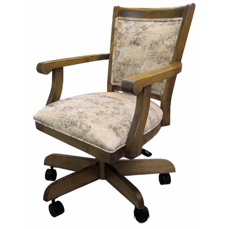 Pemberly Row Swivel Wood Dining Caster Chair with Wheels in Poet Desert Brown