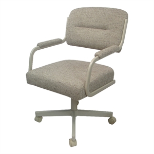 Pemberly Row 38&quot Swivel Metal & Fabric Dining Chair in Hemsath Driftwood Beige