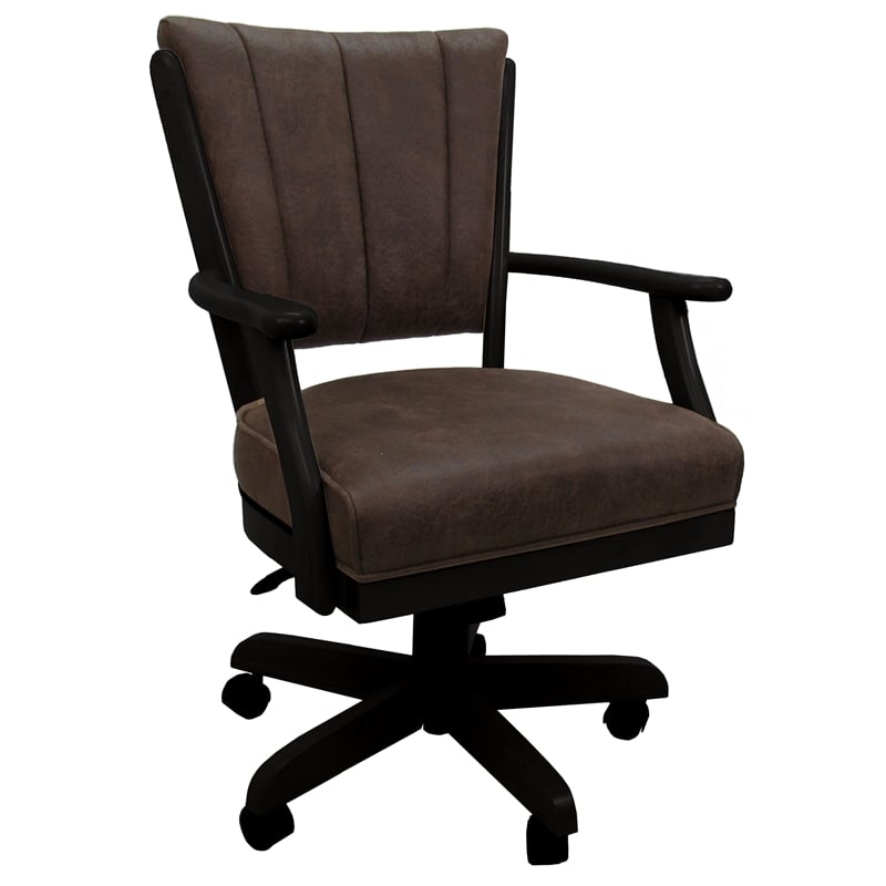 Pemberly Row Classic Caster Solid Wood Dining Chair - Northwest Whiskey - Black