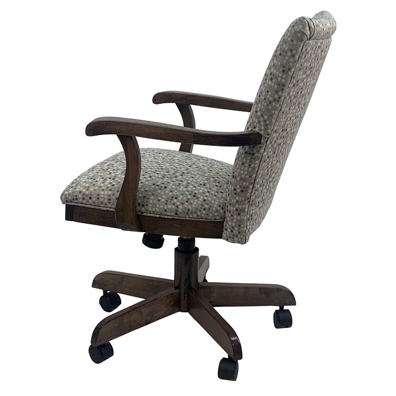 Pemberly Row Swivel Wood Dining Caster Chair Plus with Wheels in Spring Mix Gray