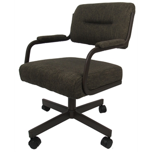 Pemberly Row Swivel Tilt Kitchen Caster Chair with Wheels in Brown