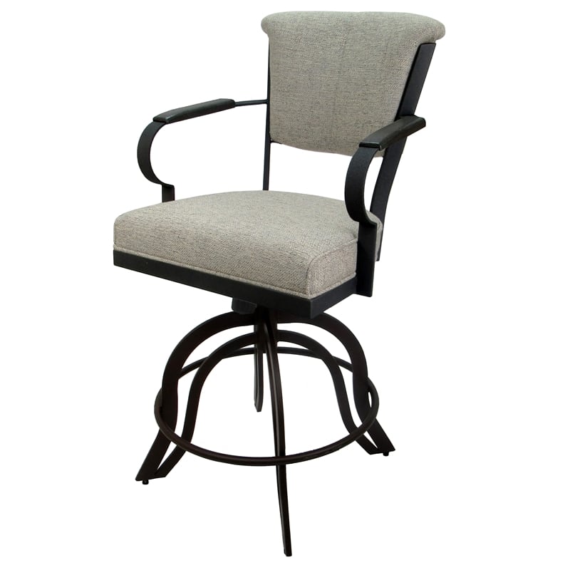 Pemberly Row Counter Metal Bar Stool Wood Arm - A Base - Portwood Ash - Black