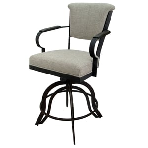 Pemberly Row Counter Metal Bar Stool Wood Arm - A Base - Portwood Ash - Black