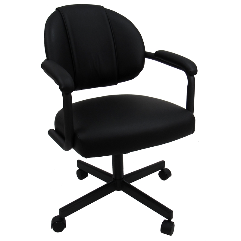 Pemberly Row Set of 4 - Swivel Metal Dining Caster Chairs in Black