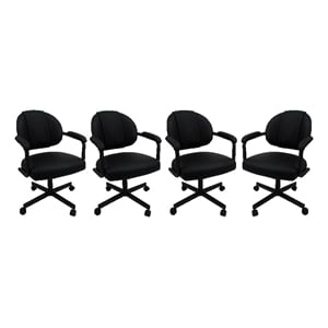 Pemberly Row Set of 4 - Swivel Metal Dining Caster Chairs in Black