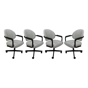 Pemberly Row Set of 4 - Swivel Metal Dining Caster Chairs in White and Black