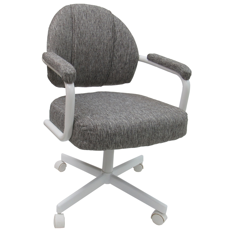 Pemberly Row Set of 4 - Swivel Metal Dining Caster Chairs in Gray and White