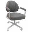 Pemberly Row Set of 4 - Swivel Metal Dining Caster Chairs in Gray and White