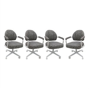Pemberly Row Set of 4 - Swivel Metal Dining Caster Chairs in Gray and White