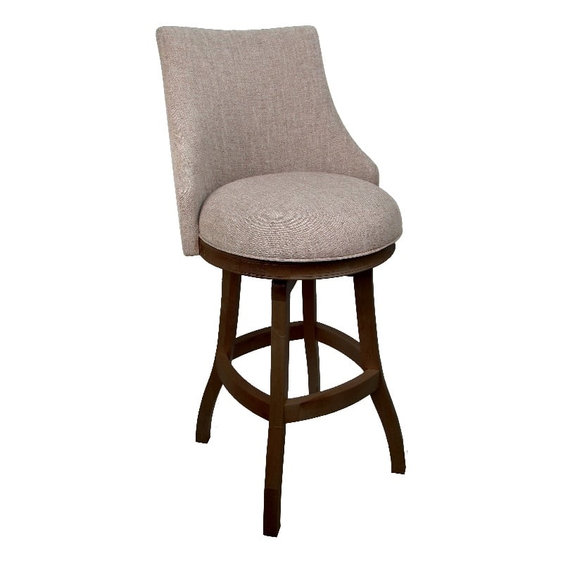 Pemberly Row Swivel Wood Bar Stool Extra Tall in Beige and Hickory