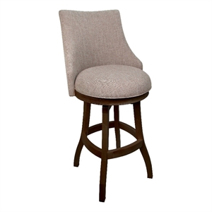 Pemberly Row Swivel Wood Bar Stool Extra Tall in Beige and Hickory