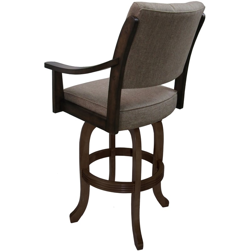 Pemberly Row Solid Wood Bar Stool on Melina Base in Beige and Brown