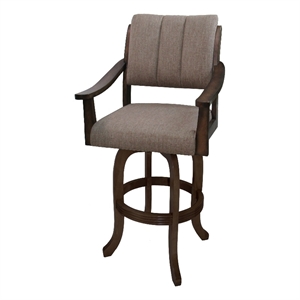 Pemberly Row Solid Wood Bar Stool on Melina Base in Beige and Brown