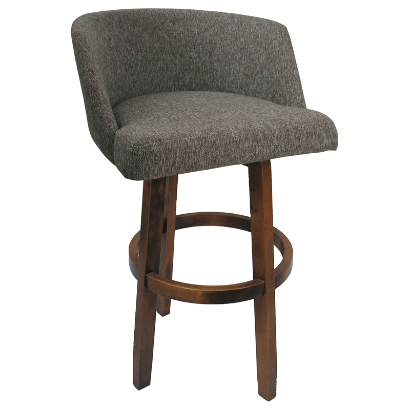 Pemberly Row Extra Tall Swivel Wood Bar Stool in Gray and Dark Moca