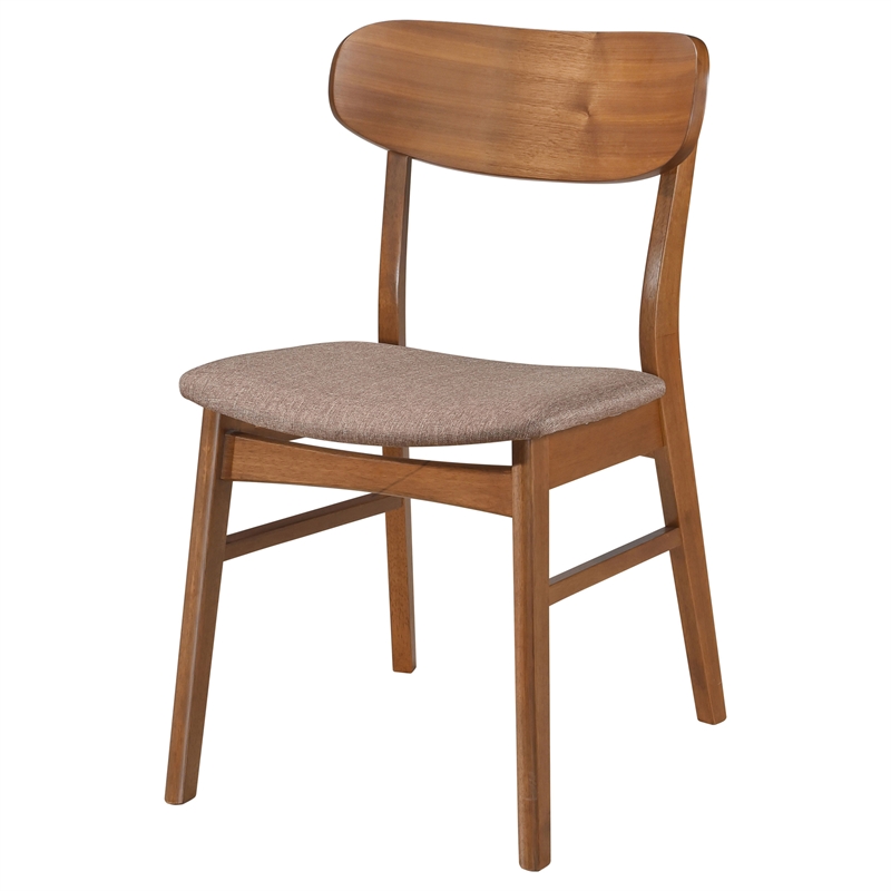 Pemberly Row Asian Hardwood Dining Side Chair in Walnut and Brown