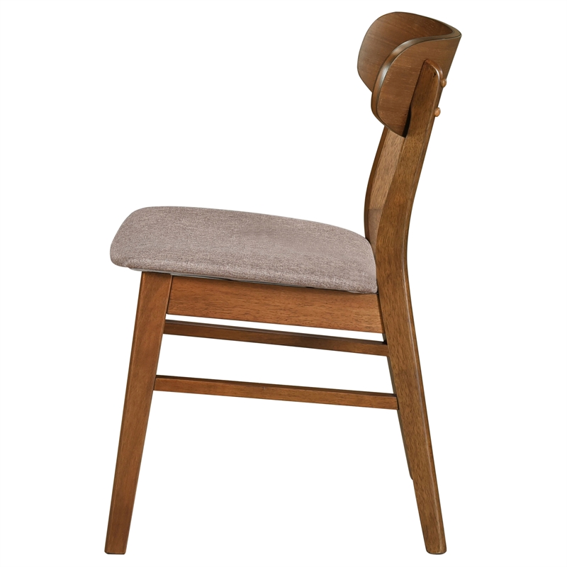 Pemberly Row Asian Hardwood Dining Side Chair in Walnut and Brown