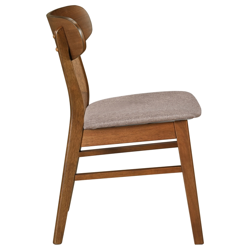 Pemberly Row Asian Hardwood Dining Side Chair in Walnut and Brown