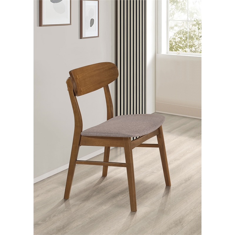 Pemberly Row Asian Hardwood Dining Side Chair in Walnut and Brown