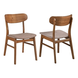 Pemberly Row Asian Hardwood Dining Side Chair in Walnut and Brown