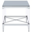 Pemberly Row Square Metal End Table Tempered Mirror Top Chrome
