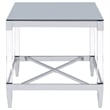 Pemberly Row Square Metal End Table Tempered Mirror Top Chrome