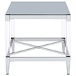 Pemberly Row Square Metal End Table Tempered Mirror Top Chrome