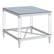 Pemberly Row Square Metal End Table Tempered Mirror Top Chrome
